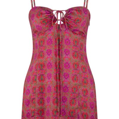 Eliza Olive Mini Dress – Pink Ornate