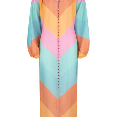 Kaleho Lorena Maxi Shirt Dress – Rainbow Chevron