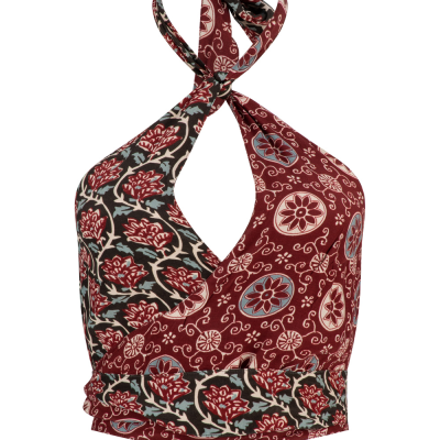 Sarika Echo Halter Top – Raven Cherry