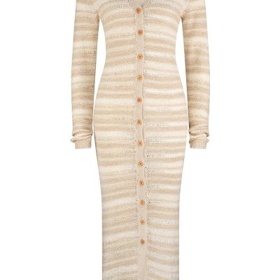 Farah Lorna Knit Midi Dress – Oatmeal