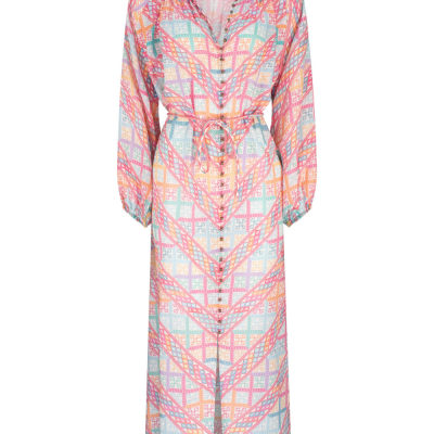 Pomona Lorena Maxi Shirt Dress – Vibrant Geo