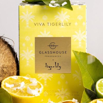 Glasshouse x Tigerlily Viva Tigerlily Candle – Coconut, Lemon & Lime